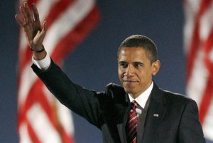 U.S. President-elect Senator Barack Obama waves to supporters during his election night rally in Chicago
