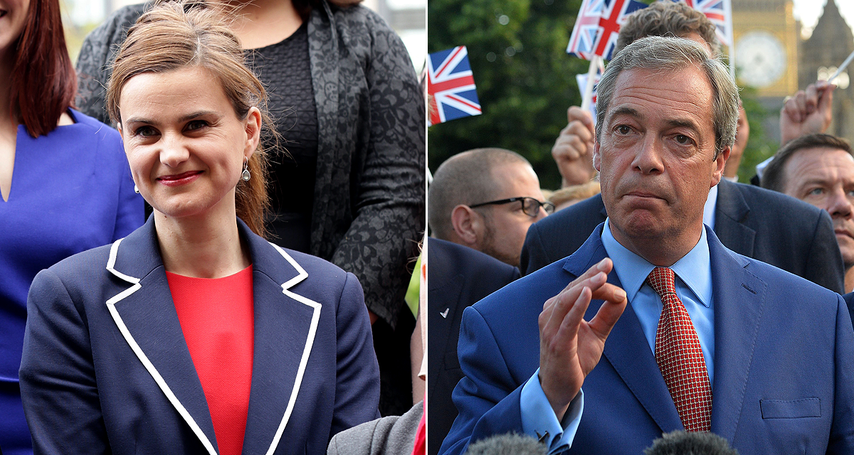 Outrage as Despicable Farage links Jo Cox widower to ‘extremists’